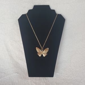 Gold metal butterfly necklace